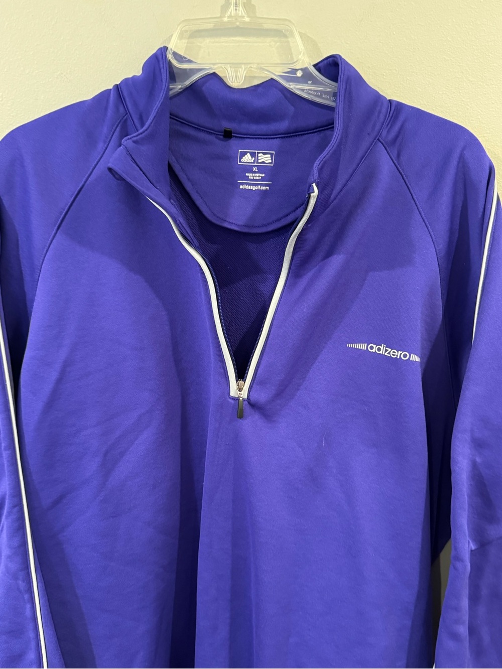 Adidas Adizero Pullover Mens XL Purple 1/4 Zip Golf Top Long Sleeve Sweatshirt - Picture 4 of 8